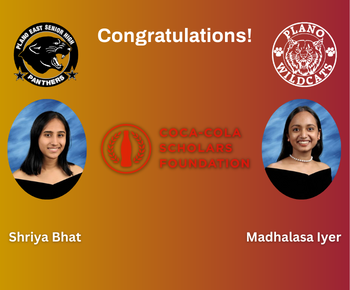 congratulations peshs student shriya bhat and pshs student madhalasa iyer for being named coca-cola scholars